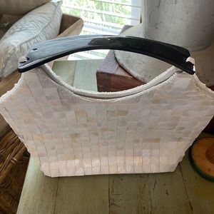 Capiz Shell Wood Handle Purse